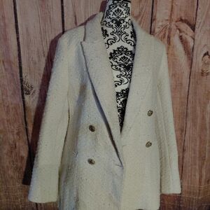 H&M Cream Textured Women's Blazer